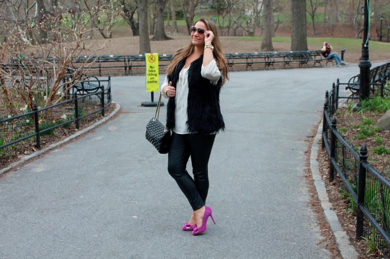 nyc centralpark newyork rebeccaminkoff fashion blog blogger missyonmadison pinkpumps michaelkors shoes fauxfurvest rebeccaminkoff