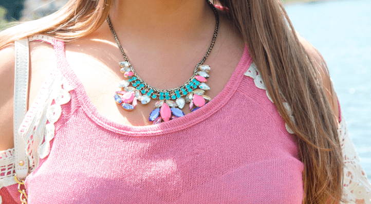 bling accessories shop style missyonmadison handm blog blogger fashionblog pink statementnecklace jewels jewelry necklace