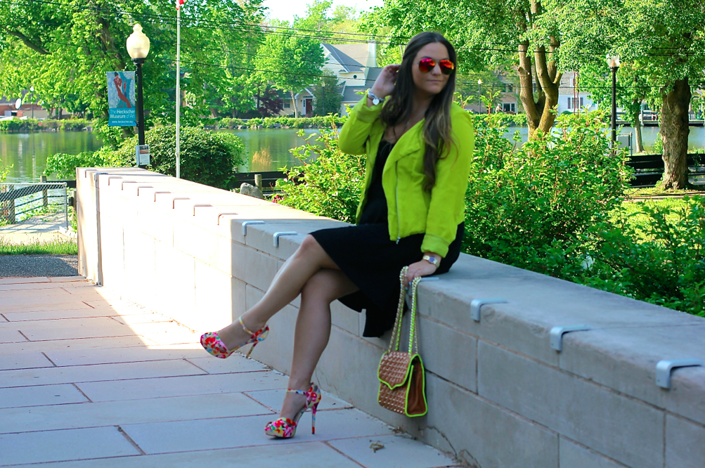 missyonmadison, melissa tierney, fashion blog, fashion blogger, summer style, summer, rebecca minkoff affair bag, tan quilted bag, rebecca minkoff quilted bag, ray bans, red mirrored aviators, red ray bans, nina shoes, nina sunny sandal, karen kane, lime green moto jacket, neon green moto jacket, neon moto jacket, black high low dress, black summer dress, la blogger, ny blogger, photography, karen kane moto jacket, brunette hair, summer hair style, how to wear neon, how to wear a high low dress, how to style a high low dress,
