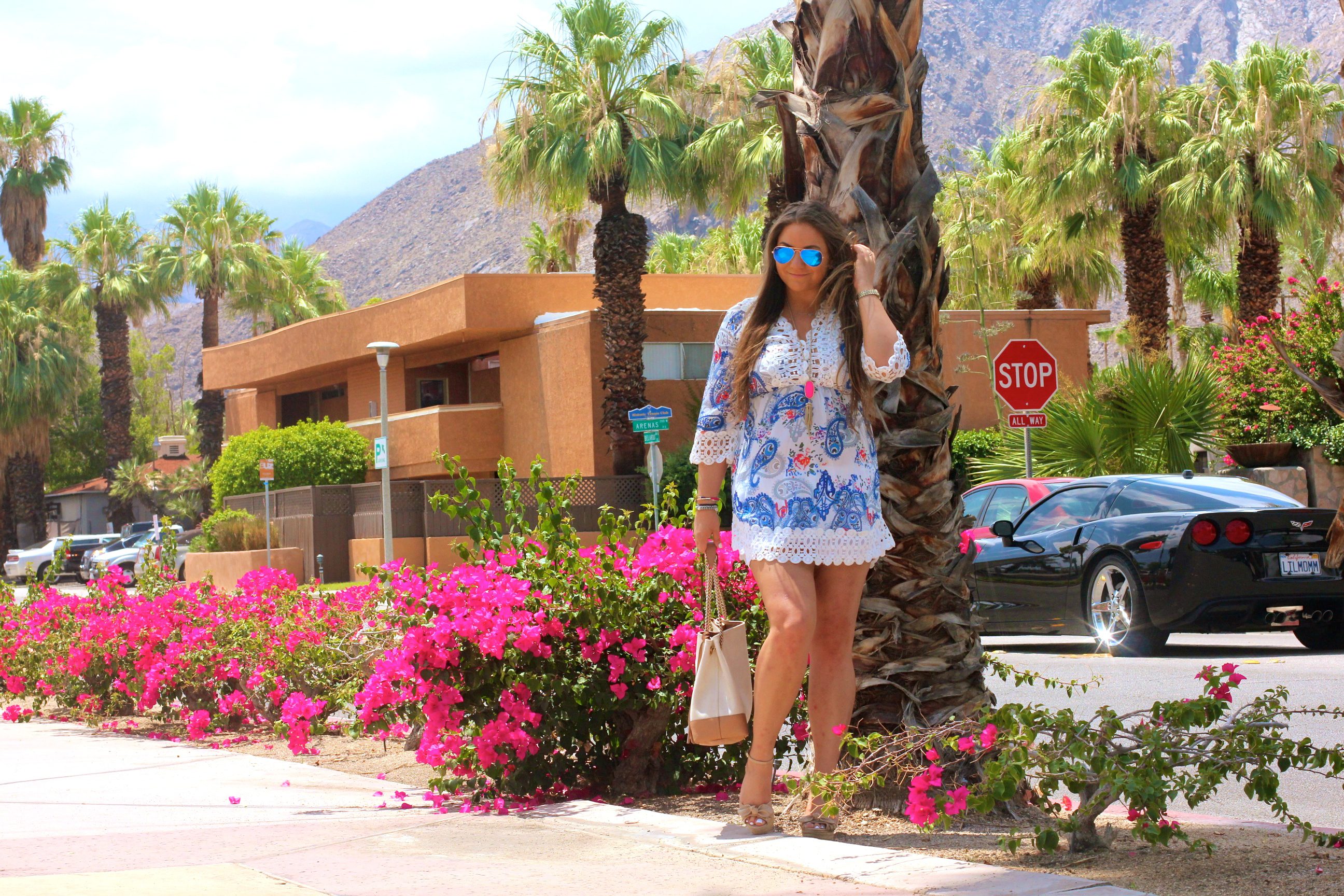 missyonmadison, melissa tierney, fashion blogger, palm springs, choies, paisley dress, gucci bag, gucci, gucci soho tote, espadrille wedges, nude espadrille wedges, ray bans, blue aviators, kendra scott necklace, la blogger blogger, tbt, style blogger,