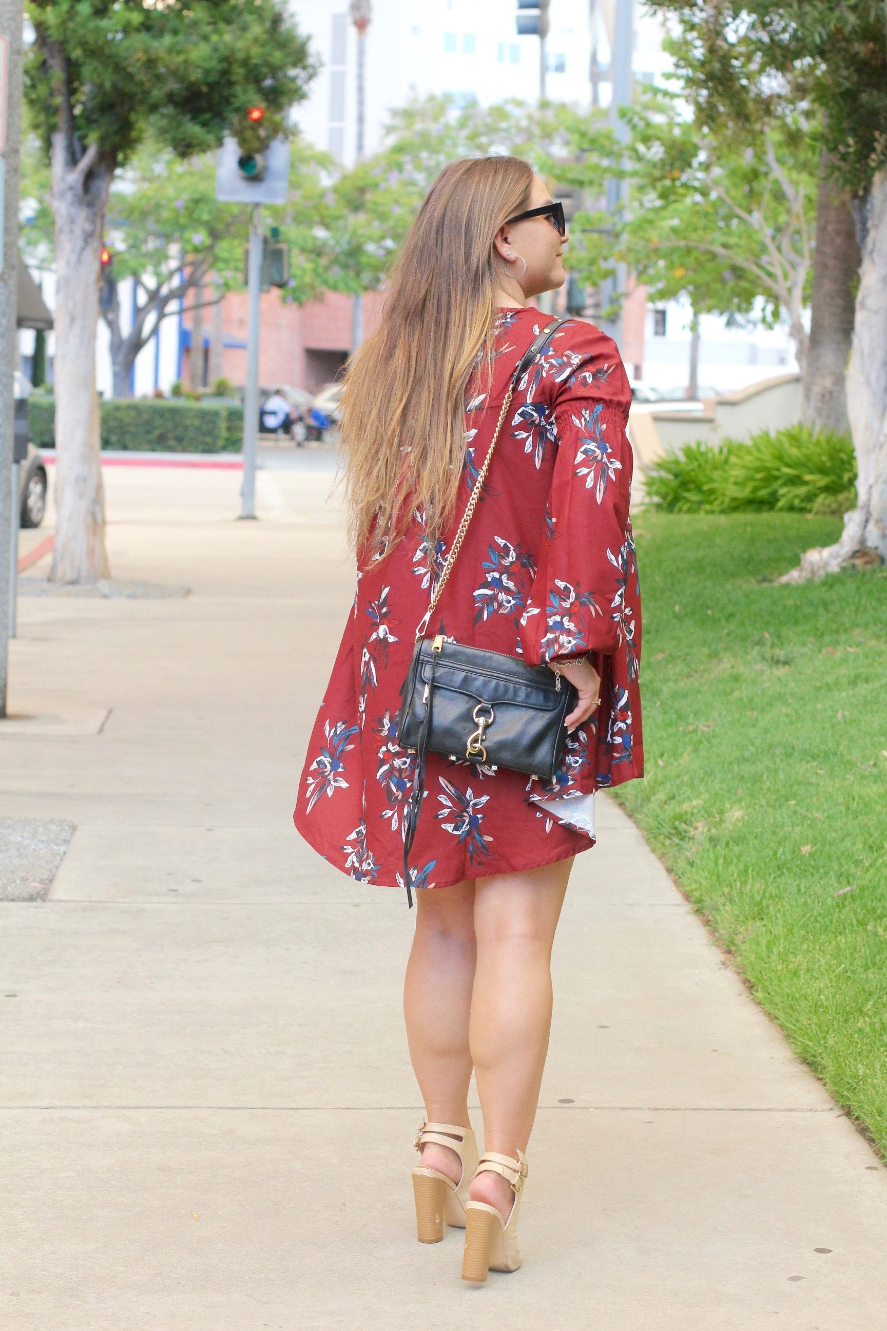 missyonmadison, melissa tierney, fashion blogger, fashion inspo, fall fashion, she in, she in dress, fall style, fall dress, go jane booties, rebecca minkoff, mini mac bag, rebecca minkoff mini mac bag, j crew sunglasses, outfit inspiration, street style, la blogger, floral dress, oxblood dress,