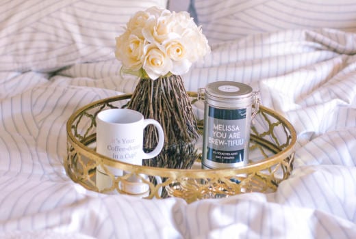 missyonmadison, it cosmetics, coffee, morning coffee, rainy day in, breakfast in bed, rainy day in bed, coffee mug, gold butler tray, melissa tierney, missyonmadison instagram, la blogger, bloglovin,