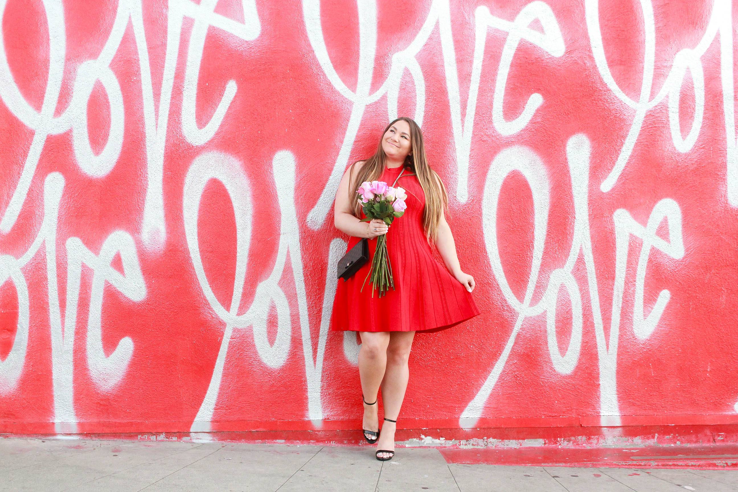 missyonmadison, missyonmadison instagram, melissa tierney, melissa tierney instagram, valentines day, valentines day 2018, valentines day date night, date night outfit, date night look, valentines day 2018 look, valentines day 2018 outfit, date night style, date night look, what to wear for valentines day, little red dress, red fit and flare dress, red sleeveless dress, black ankle strap heels, black ankle strap sandals, gucci mini bag, black gucci mini bag, fashion blogger, style blogger, style blog, date night looks, fresh roses, love wall culver city, love wall, love wall LA,