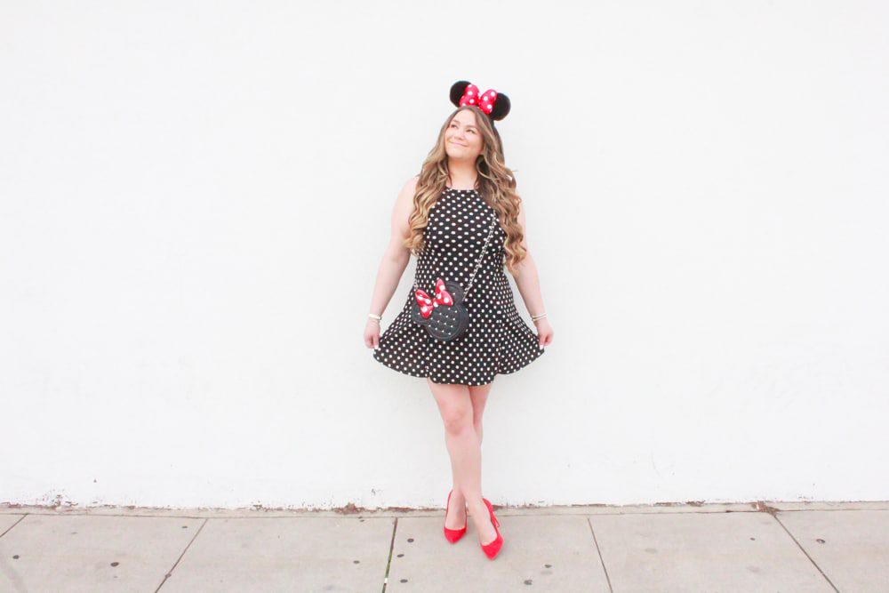 missyonmadison, missyonmadison blog, missyonmadison instagram, la blogger, missyonmadison blogger, melissa tierney, style blog, style blogger, polka dot day, national polka dot day, polka dot fit and flare dress, polka dot dress, red heels, red pumps, red suede pumps, minnie mouse purse, minnie mouse bag, minnie mouse ears, minnie mouse headband, minnie mouse outfit, fashion blogger, fashion blog,