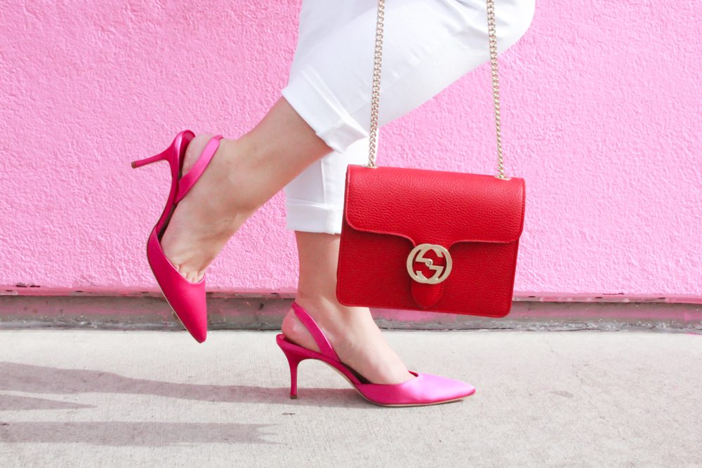 missyonmadison, missyonmadison instagram, missyonmadison blog, la blogger, fashion blog, fashion blogger, melissa tierney, melissa tierney blogger, melissa tierney instagram, pink manolo blahnik pumps, pink manolo blahnik, gucci bag, red gucci bag, red gucci crossbody bag, white skinny jeans, white jeans, pink chiffon camisole, pink pom pom cardigan, pom pom cardigan, winter style, winter trends 2019, 2019 fashion trends, winter outfit ideas, valentines day outfit inspo, vday outfit ideas,