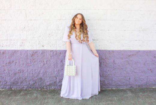 missyonmadison, missyonmadison blog, la blogger, pearl tote bag, pearl handbag, spring style, easter dress, purple maxi dress, wayf clothing, wayf maxi dress nordstrom, wayf clothing nordstrom, wayf dress, white pumps, white heels, white pointed toe pumps, fashion blogger, style inspo, ootd, outfit inspo, outfit blogger, easter outfit ideas,
