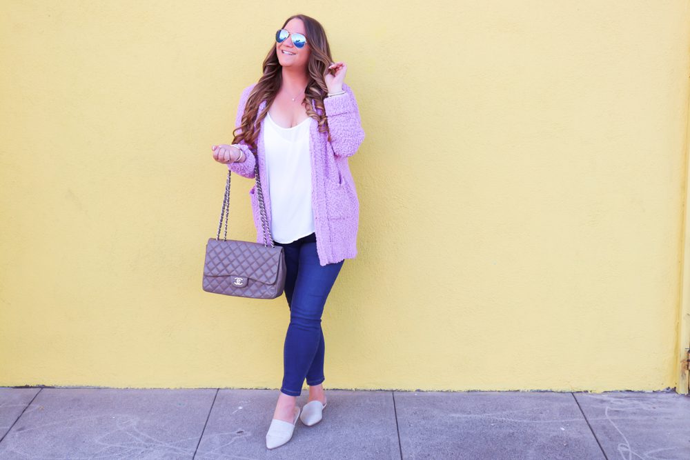 missyonmadison, missyonmadison blog, la blogger, missyonmadison instagram, outfit inspo, outfit goals fall 2019 style, fall cardigans, affordable cardigans, nordstrom, shop the mint reviews, shop the mint, red dress boutique, red dress boutique reviews, fall 2019 cardigans, purple cardigans, grey chanel bag, gray chanel bag, shop pink blush skinny jeans, white chiffon camisole, how to style a cardigan for fall, colorful cardigans, ootd, melissa tierney, 